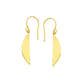 14K Yellow Gold Shiny Drop Half Oval Circle Earrings fine designer jewelry for men and women